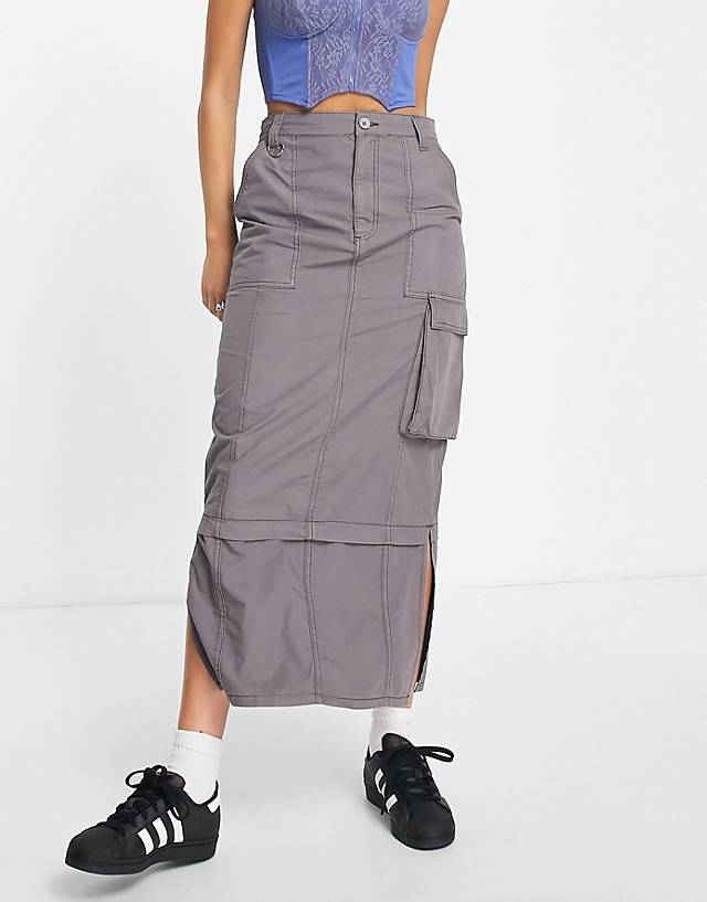 ASOS DESIGN - cargo midi skirt in grey