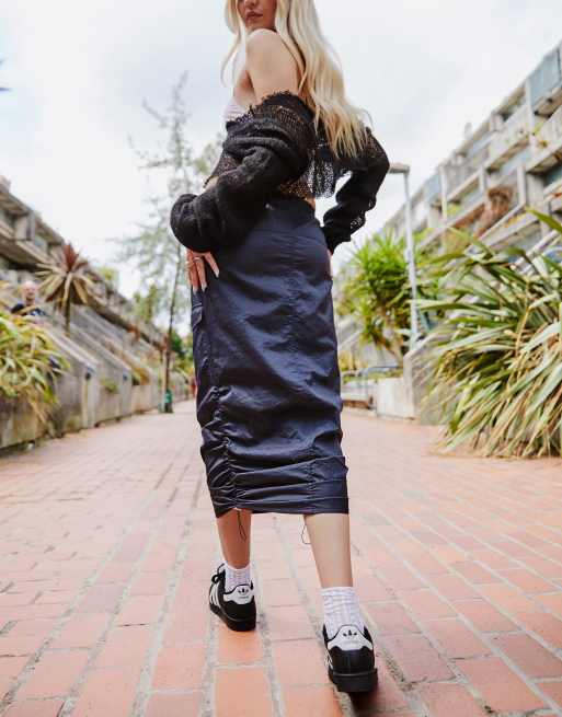 Leather midi skirt clearance navy