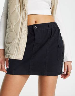 Shop Asos Design Cargo Mini Skirt In Black