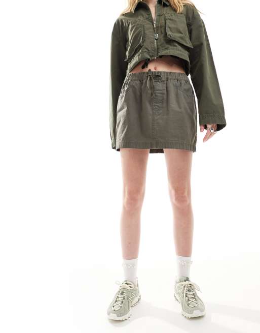 ASOS DESIGN cargo mini skirt in washed khaki