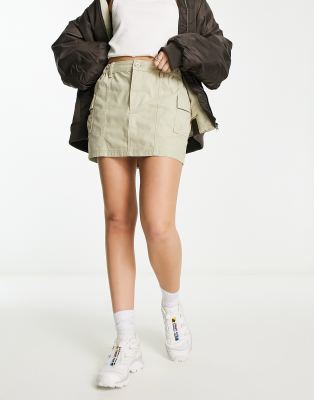 ASOS DESIGN cargo mini skirt in washed sage