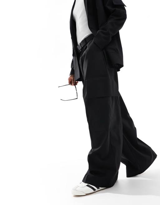 ASOS DESIGN - Cargo-pantalon met extreem wijde pijpen in zwart, 2 van 4