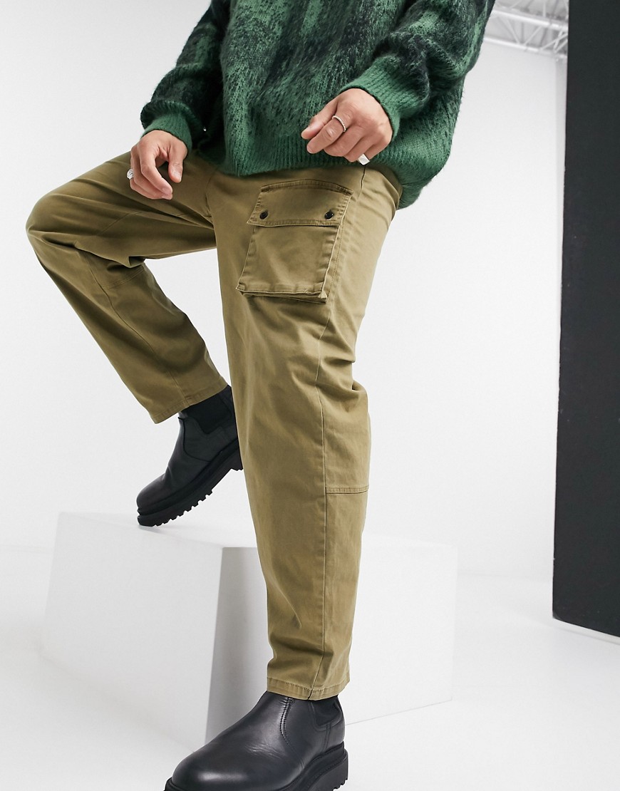 ASOS DESIGN cargo pants in balloon fit in stone
