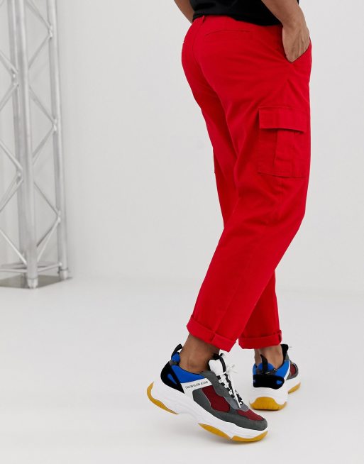 ASOS DESIGN cargo pants in bright red