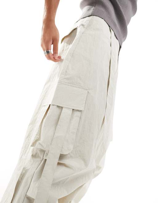 Weekday Unisex parachute baggy pants in gray exclusive to ASOS