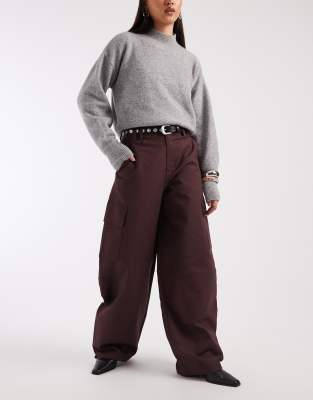 Asos Design Cargo Pants In Burgundy