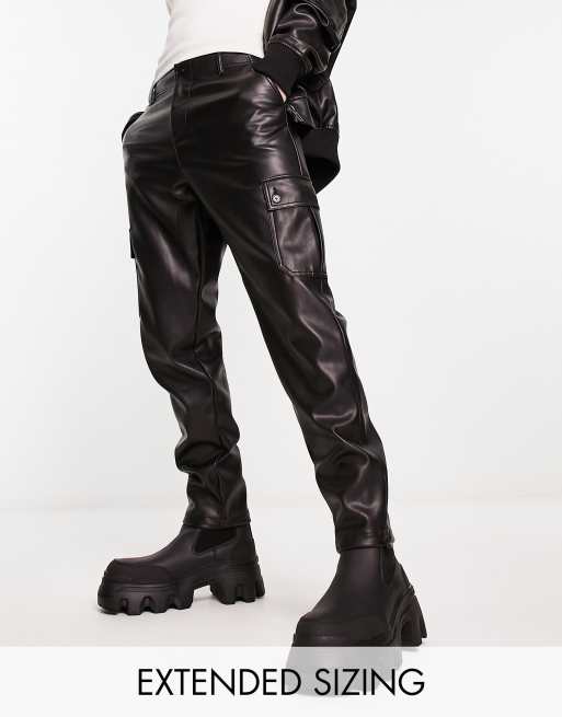 asos black leather trousers