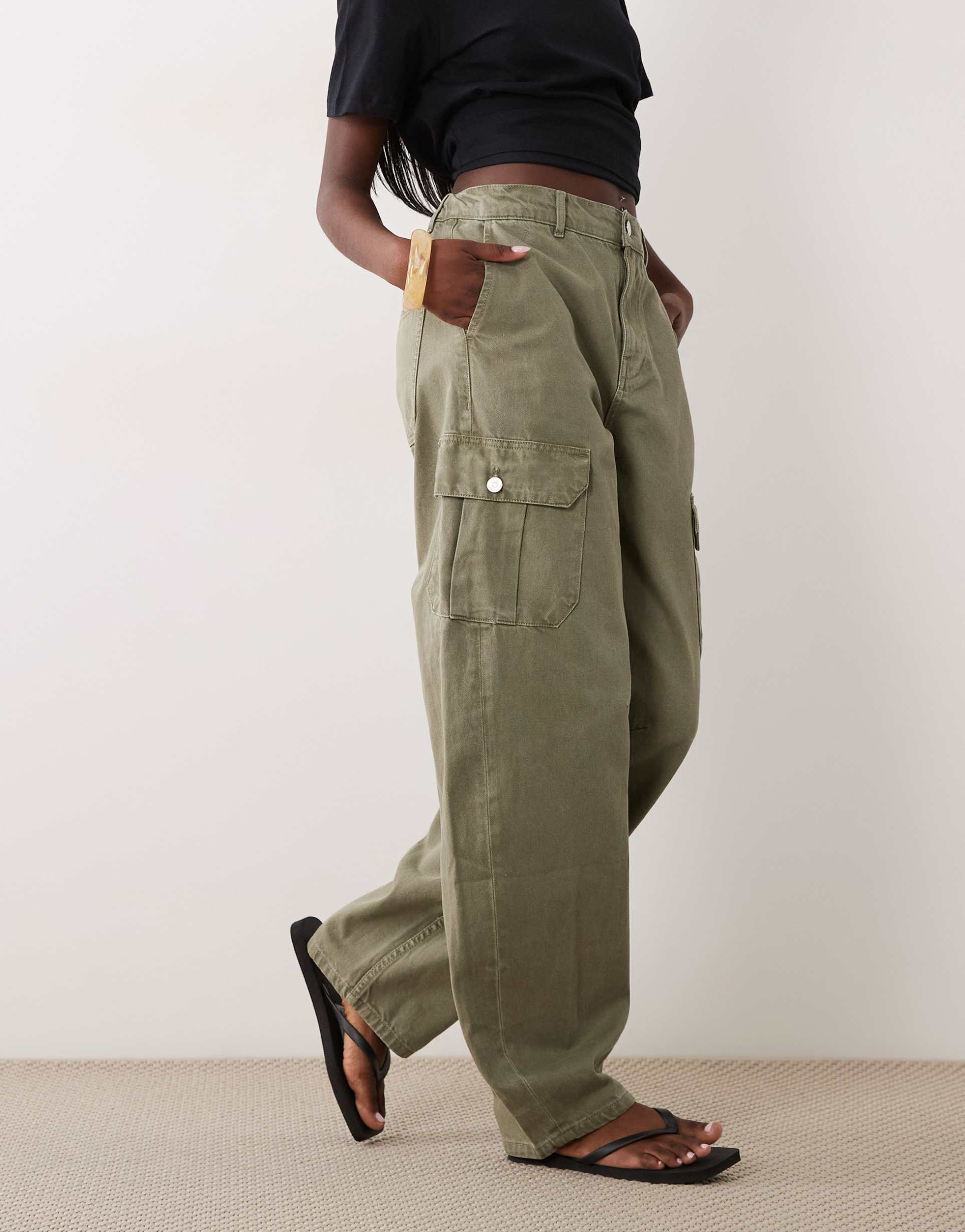 asos design cargo pants in soft khaki