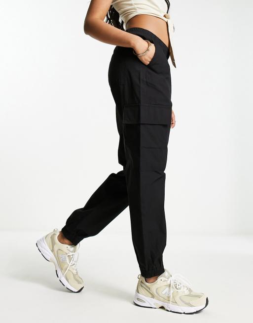 ASOS DESIGN cargo pants with elastic cuff in black