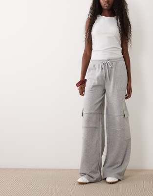 Asos Design Cargo Pants With Elasticized Cuffs In Gray