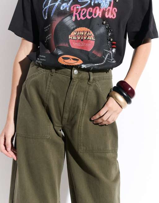 ASOS DESIGN cargo pants with knee seams in khaki green, 4 of 9