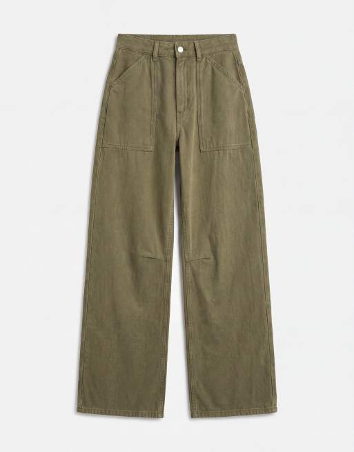 ASOS DESIGN cargo pants with knee seams in khaki green, 6 of 9