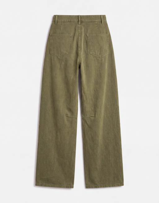 ASOS DESIGN cargo pants with knee seams in khaki green, 7 of 9