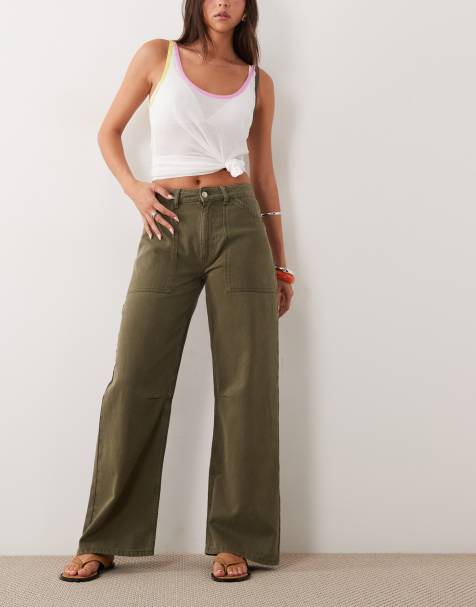 ASOS DESIGN cargo pants with knee seams in khaki - view 1