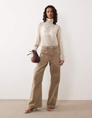 ASOS DESIGN cargo pants with knee seams in mocha