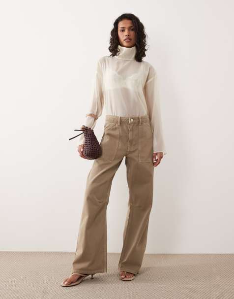 ASOS DESIGN cargo pants with knee seams in mocha - view 1
