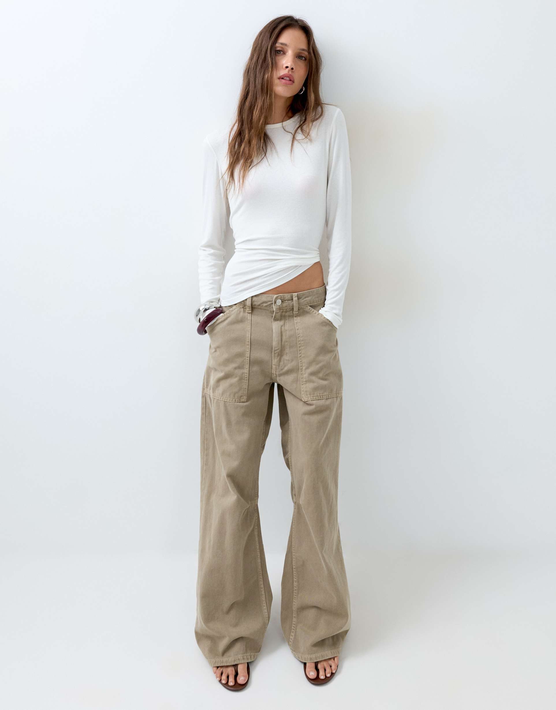 asos design cargo pants with knee seams in mocha