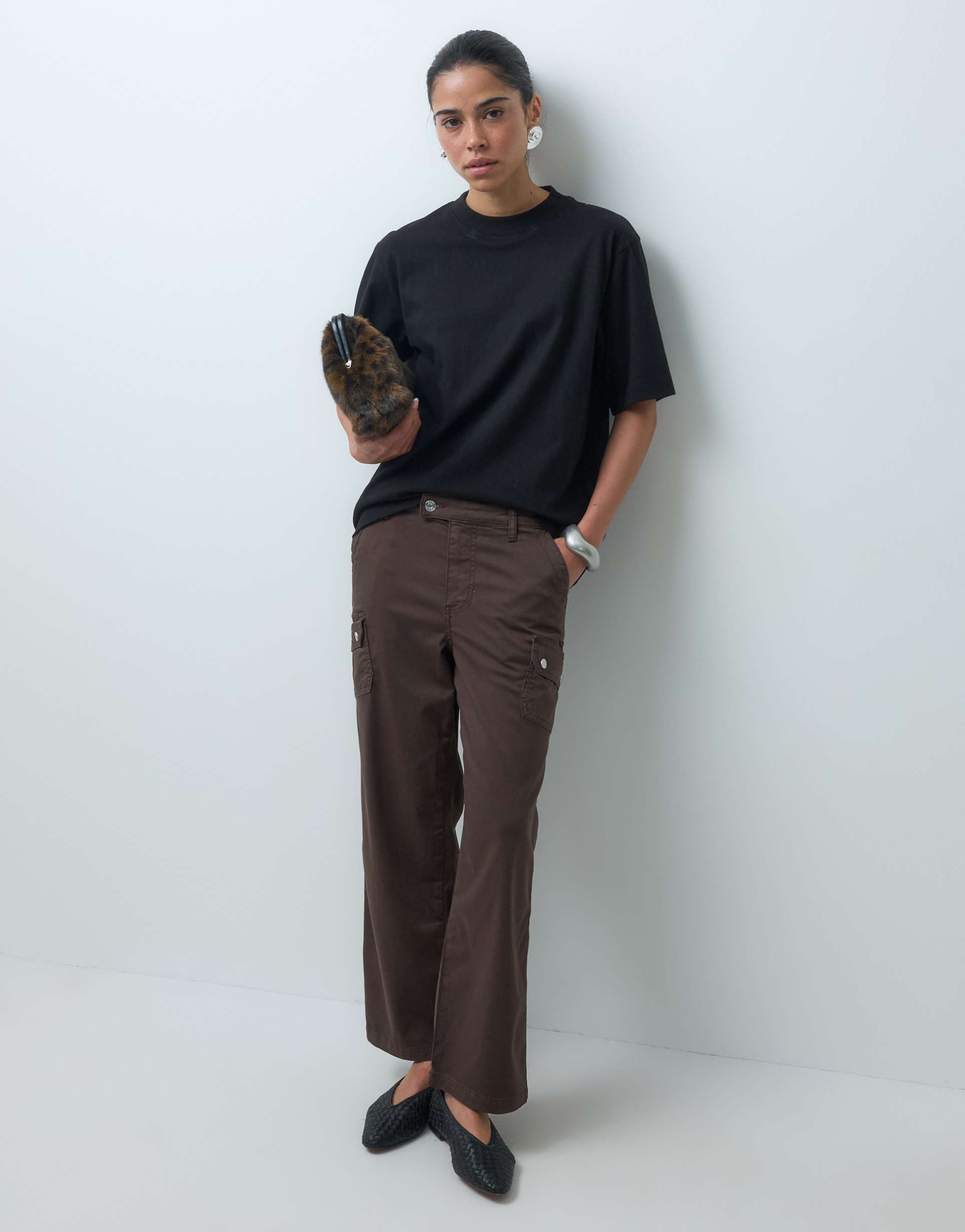 asos design cargo pants with pocket detail in chocolate