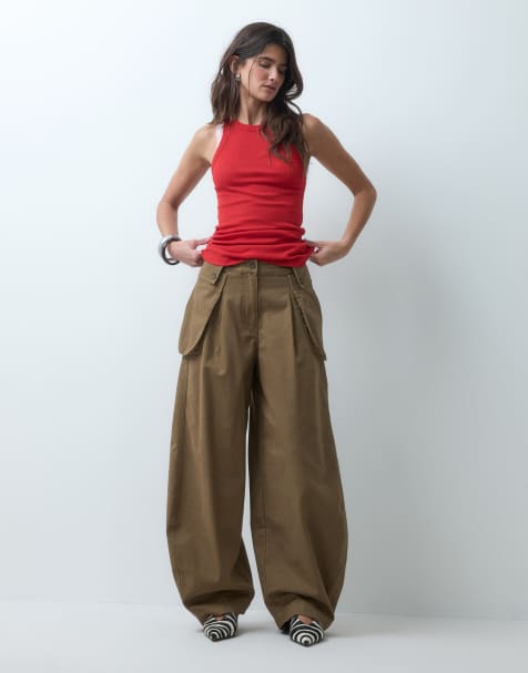 ASOS DESIGN cargo pants with side pocket detail in tan - view 1