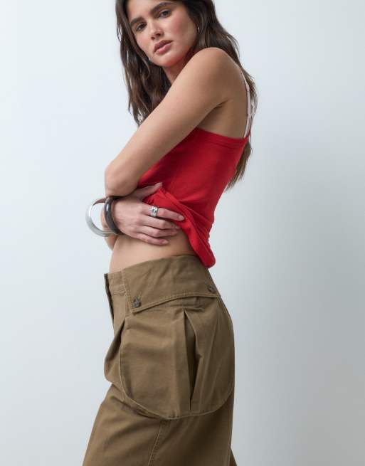 ASOS DESIGN cargo pants with side pocket detail in tan, 2 of 5