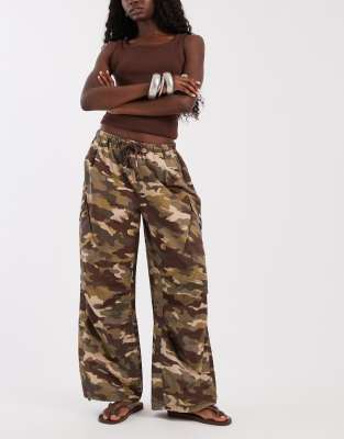 Asos Design Cargo Pants With Tie And Pocket Detail In Brown