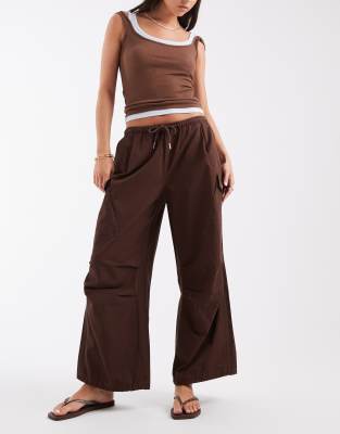 Asos Design Cargo Pants With Tie And Pocket Detail In Brown