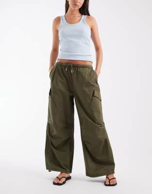Asos Design Cargo Pants With Tie And Pocket Detail In Green