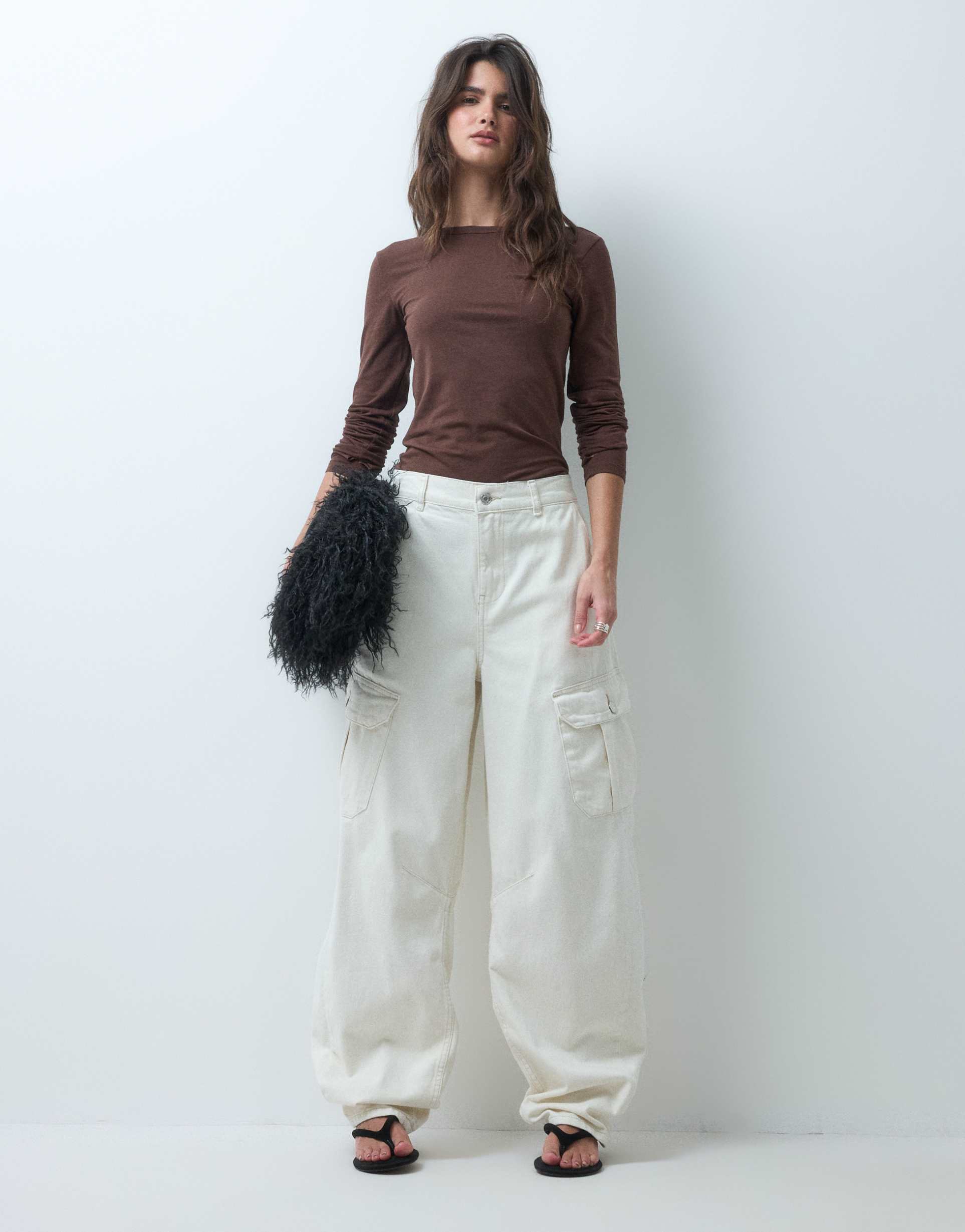asos design cargo pants with tie waist in ecru