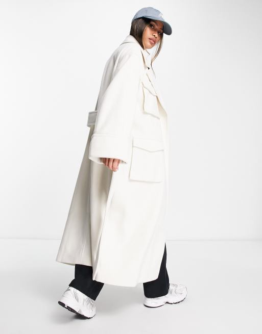 ASOS EDITION trench coat with tie in ecru