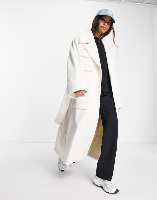 ASOS EDITION trench coat with tie in ecru