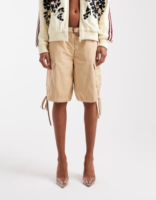 Asos Design Cargo Pocket Longline Shorts In Multi