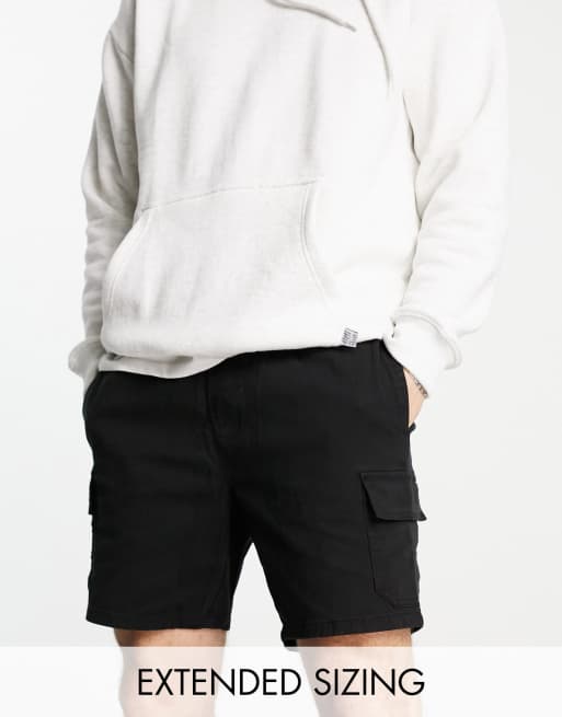 ASOS DESIGN cargo shorts in mid length in black