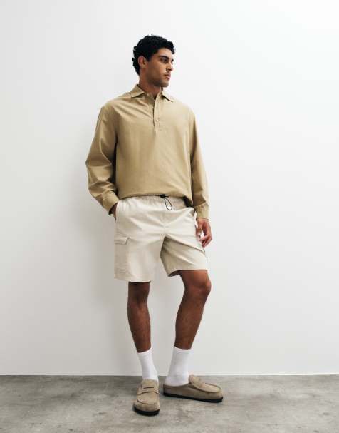 ASOS DESIGN cargo shorts in stone