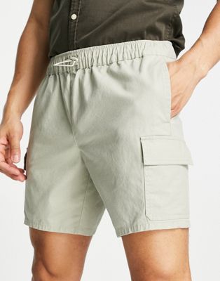 ASOS DESIGN cargo slim shorts in beige