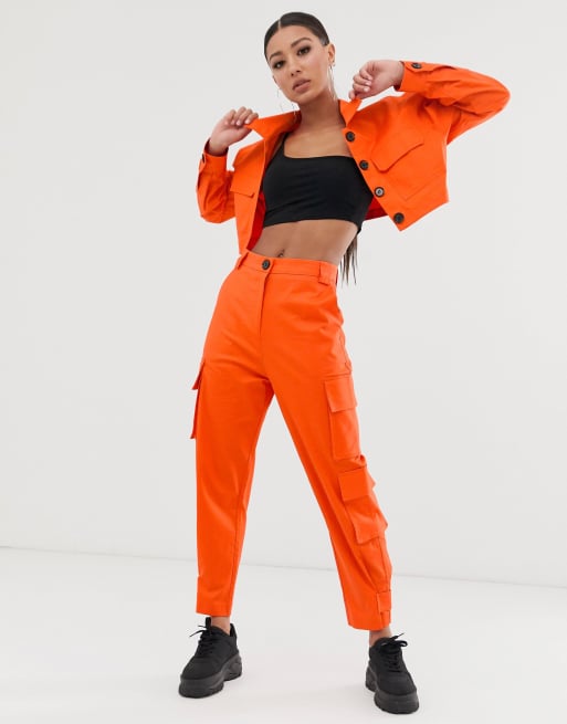 ASOS DESIGN cargo suit pants in orange