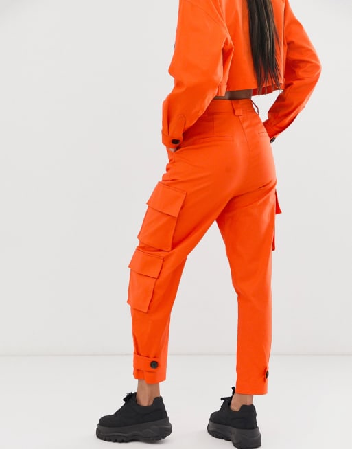 ASOS DESIGN parachute cargo pants in orange