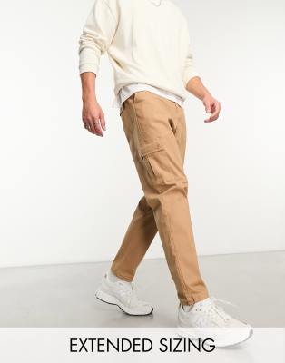 Asos Design Cargo Tapered Pants In Brown