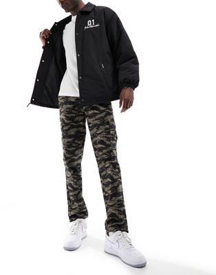 Asos Design Cargo Tapered Pants In Camo Print With Toggles-multi