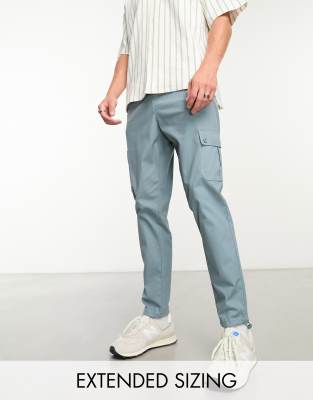 Asos Design Cargo Tapered Pants In Gray