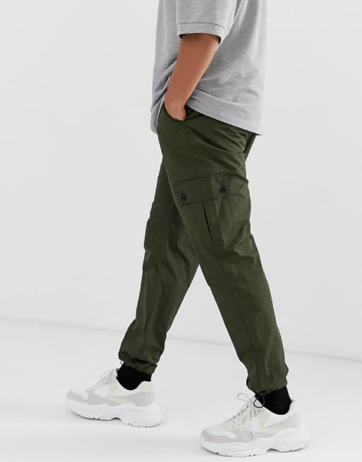 ASOS DESIGN cargo trousers in dark green