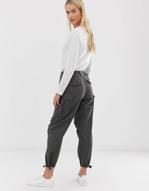 ASOS DESIGN Maternity minimal cargo pants in khaki with contrast stitching