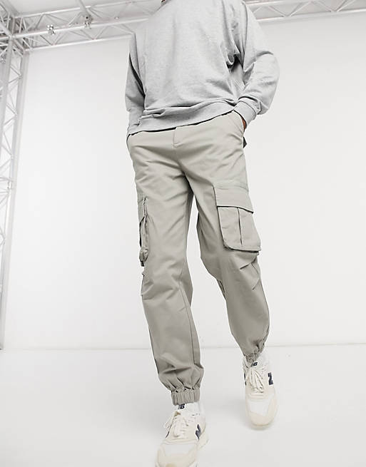 COUSION polyester skater fit cord cargo trousers in khaki TAN ASOS Herren Kleidung Hosen & Jeans Lange Hosen Cargohosen 