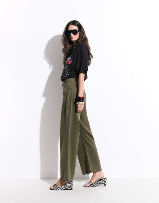 ASOS DESIGN - Cargobroek met knienaden in kaki, 2 van 9