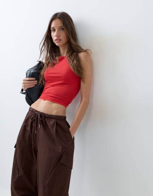 ASOS DESIGN - Cargobroek met parachutepijpen in chocoladebruin, 4 van 5