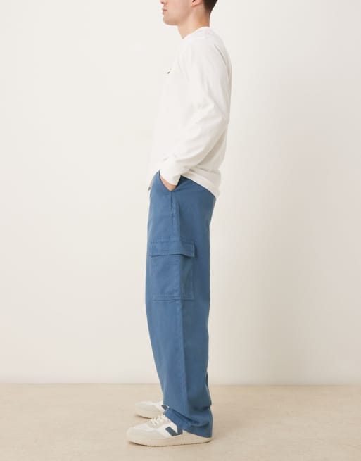 ASOS DESIGN - Cargobroek met rechte pasvorm in blauw, 3 van 5