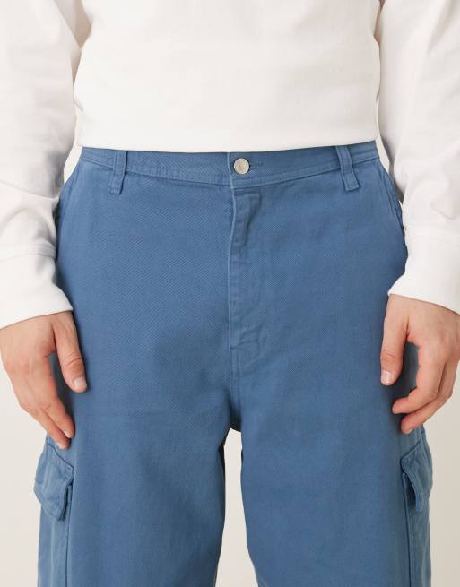 ASOS DESIGN - Cargobroek met rechte pasvorm in blauw, 4 van 5