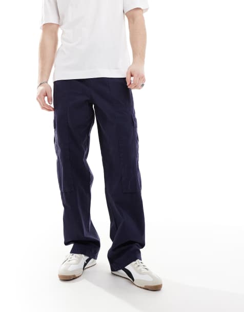 ASOS DESIGN - Cargobroek met wijde pijpen in marineblauw - view 1