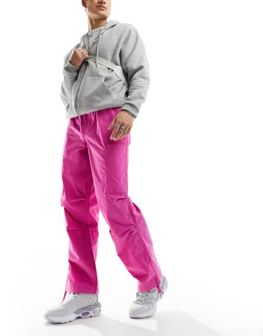 ASOS DESIGN - Cargobroek met wijde pijpen in roze poplin