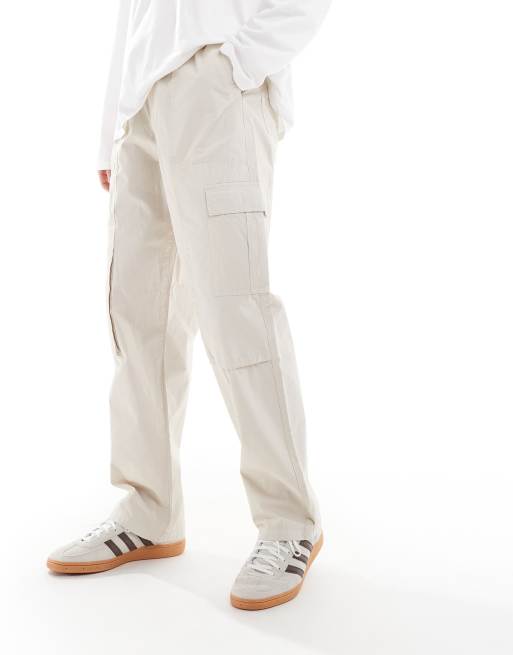 ASOS DESIGN - Cargobroek met wijde pijpen in stone