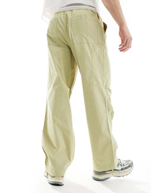 ASOS DESIGN - Cargobroek met wijde pijpen van popeline in saliegroen, 2 van 5